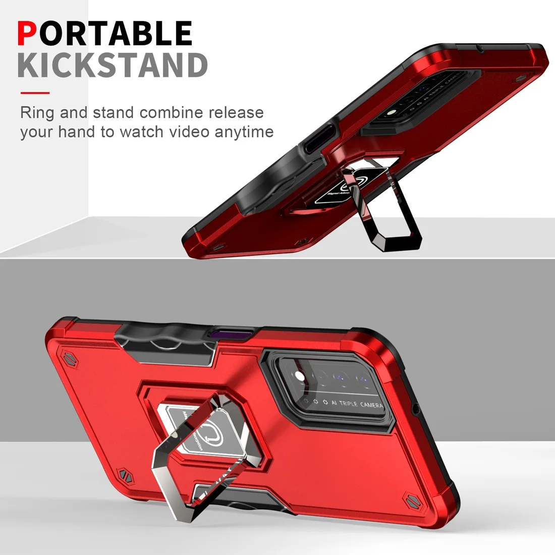 Revvl V+ 5G Phone Cover, Metal Ring Magnetic Kickstand Shockproof Heavy Duty Case for T-Mobile Revvl V+ 5G Cases