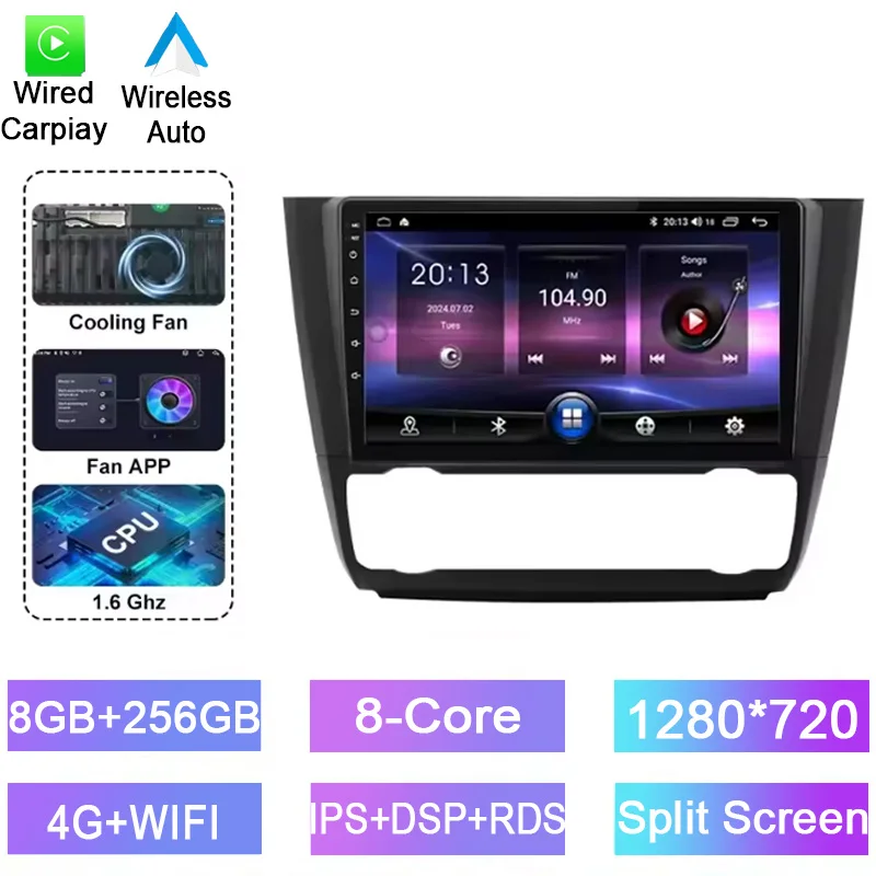 

Android car radio for For BMW 1 Serie E81 E82 E87 E88 2004-2011,stereo screen Wireless CarPlay Bluetooth GPS Navigation FM radio
