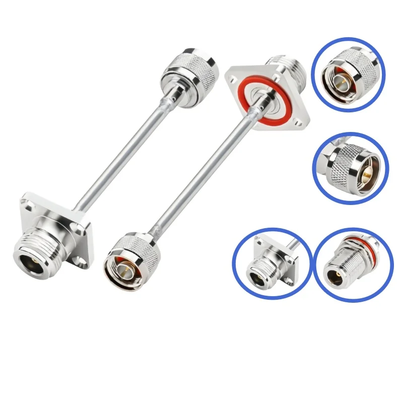 N Female 4 hole waterproof flange to N bend male connector SFT50-3 semi steel high frequency test line cable