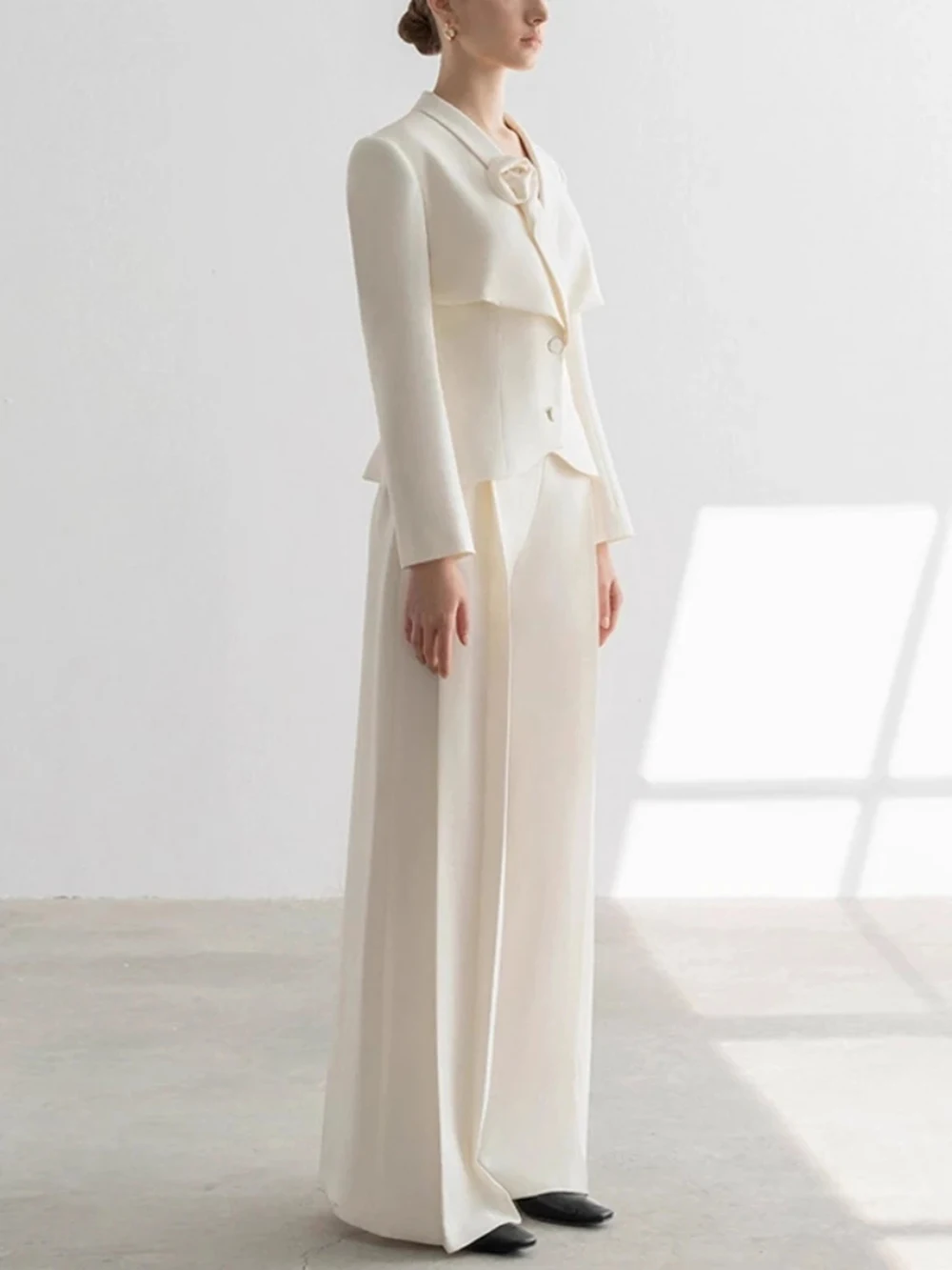 

New Autumn Women's Two-piece Set Fashionable Long Sleeved Floral Single Button Suit Jacket+Long Pants Elegant Party Gowns