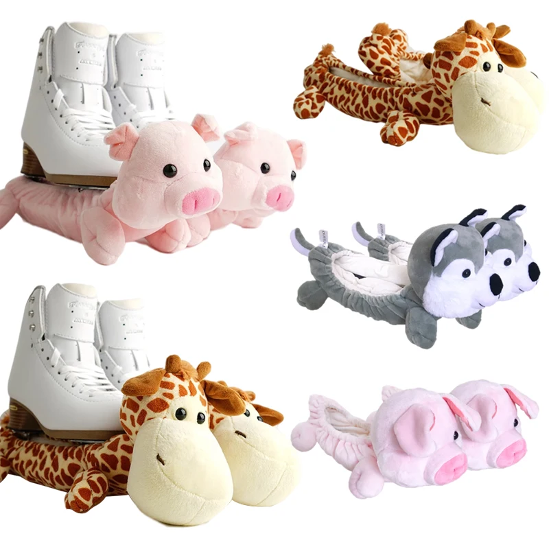 1 Pair Cute Animal Ice Skates Figure Skating Soakers Blade Covers Blankie Guards Skating Accessories Various Patterns Size 26-38