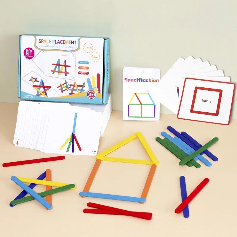 Arcoíris Stick Thinking Puzzle Challenge juegos de mesa para niños, juguete educativo Montessori