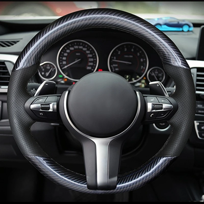 Black Genuine Leather Suede Car Steering Wheel Cover for BMW M Sport F30 F31 F34 X1 F07 X2 F10 F11 F25 F32 F33 F36 X3 F39 F48