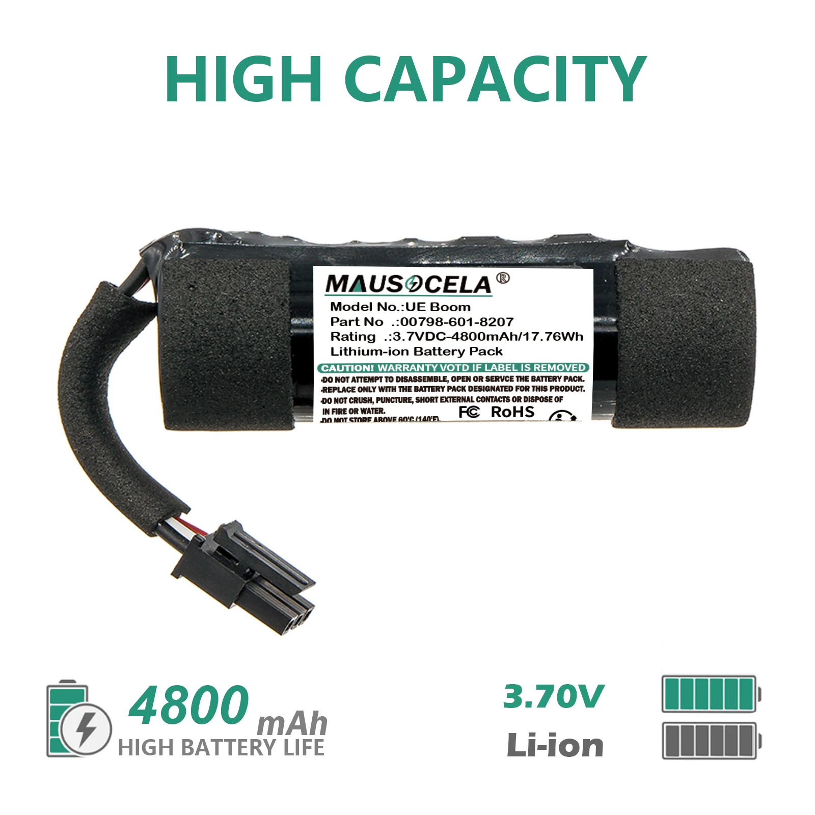 

Аккумулятор динамика 4800 мАч/17,76 Втч для Logitech:UE Boom, S-0012,UE Boom 2,UE Boom 2 Ultimate, 00798-601-8207,533-000105, NTA3083, 3,70 В