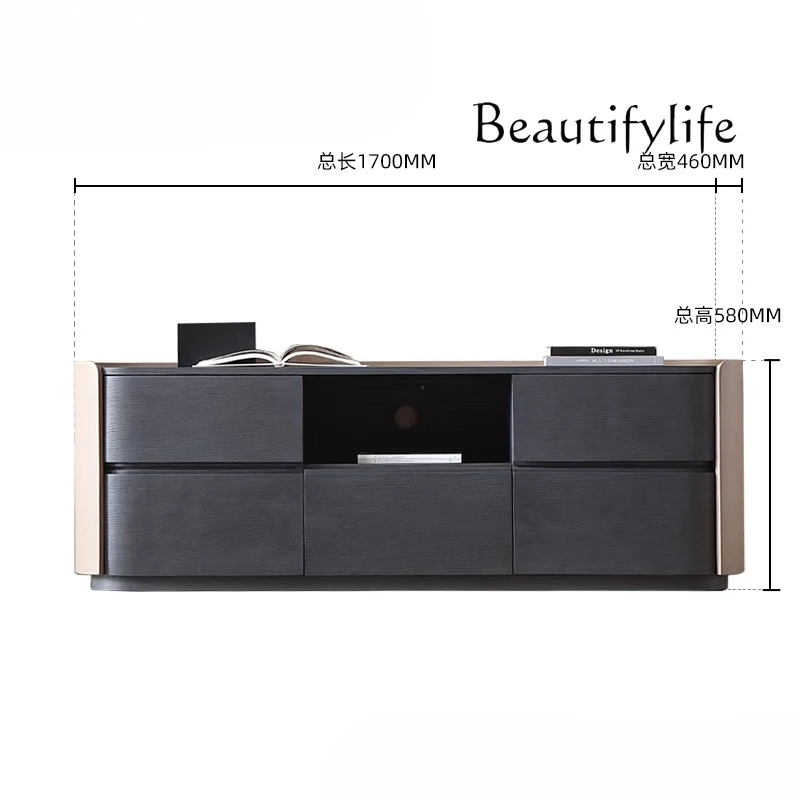 

Italian modern simple TV side cabinet household villa light luxury minimalist smoke locker room decoration