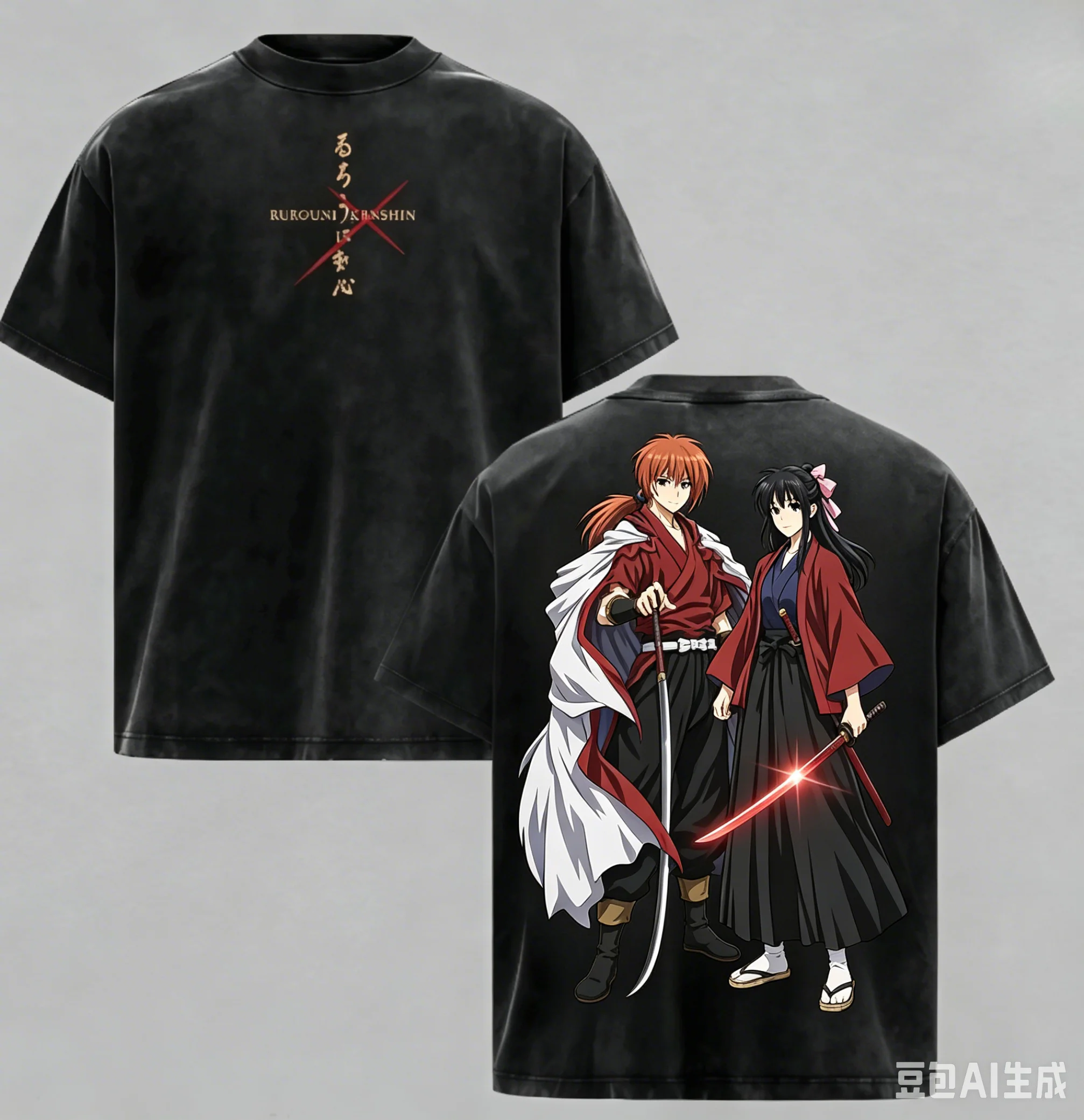 Rurouni Kenshin Washed T-shirt - Vintage Fashion Model review and price