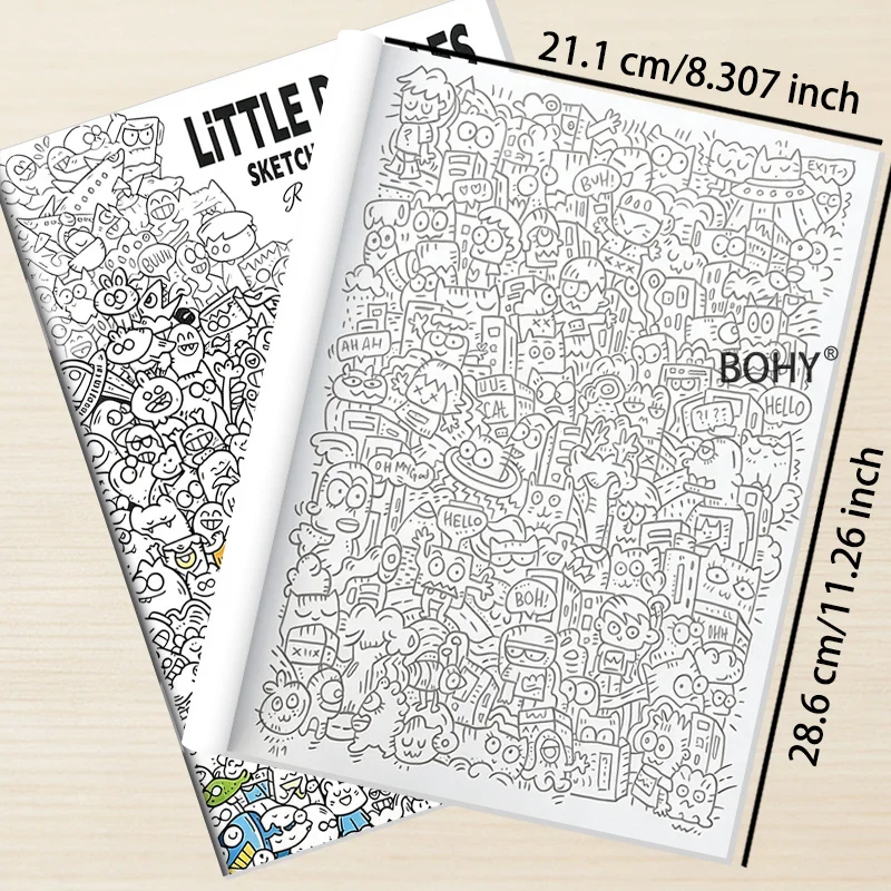 1 Large-sized Brain Hole Intensive Graffiti Healing and Coloring Painting Album, 30 Pages of Drafts, Home Leisure and Relaxation