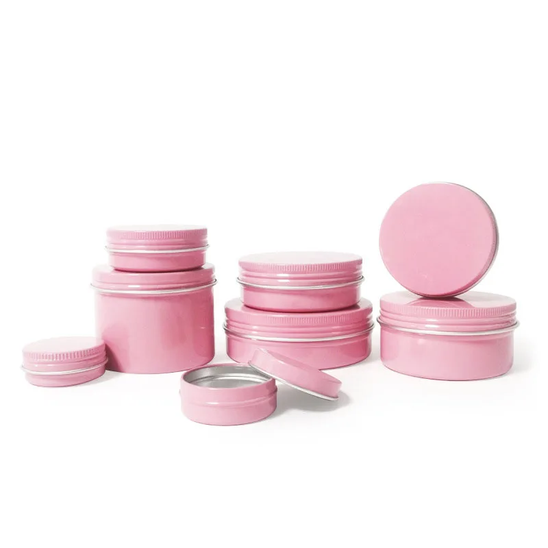 

100pcs 10ml 15ml 20ml 30ml Aluminum Jars Lip Balm Pots 10g 15g 20g 30g Cosmetic Container pink Tins wholesale