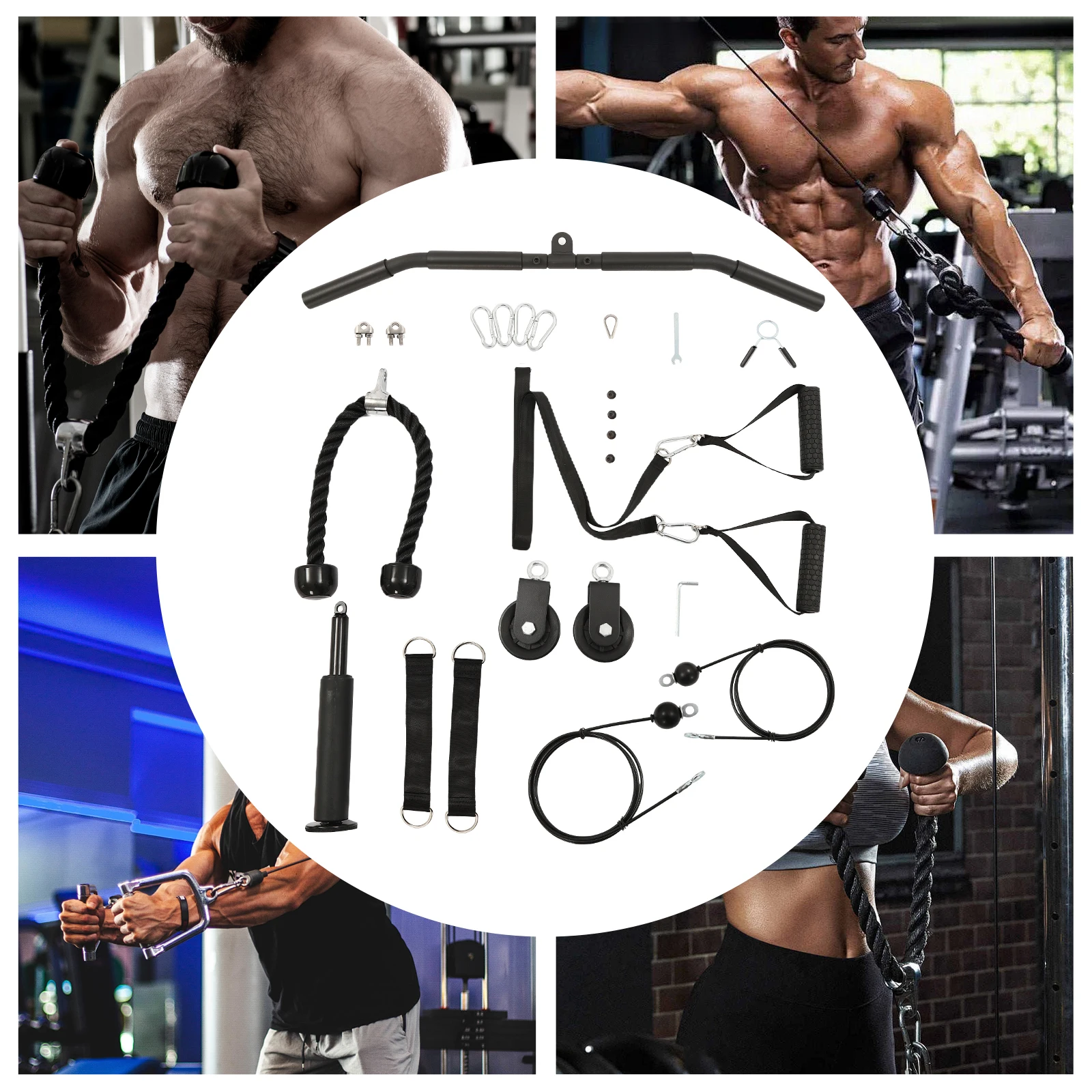 Sistema de polea de Cable de capacidad de carga de 264 libras, equipo de entrenamiento en casa para entrenamiento de fuerza, músculos de la espalda