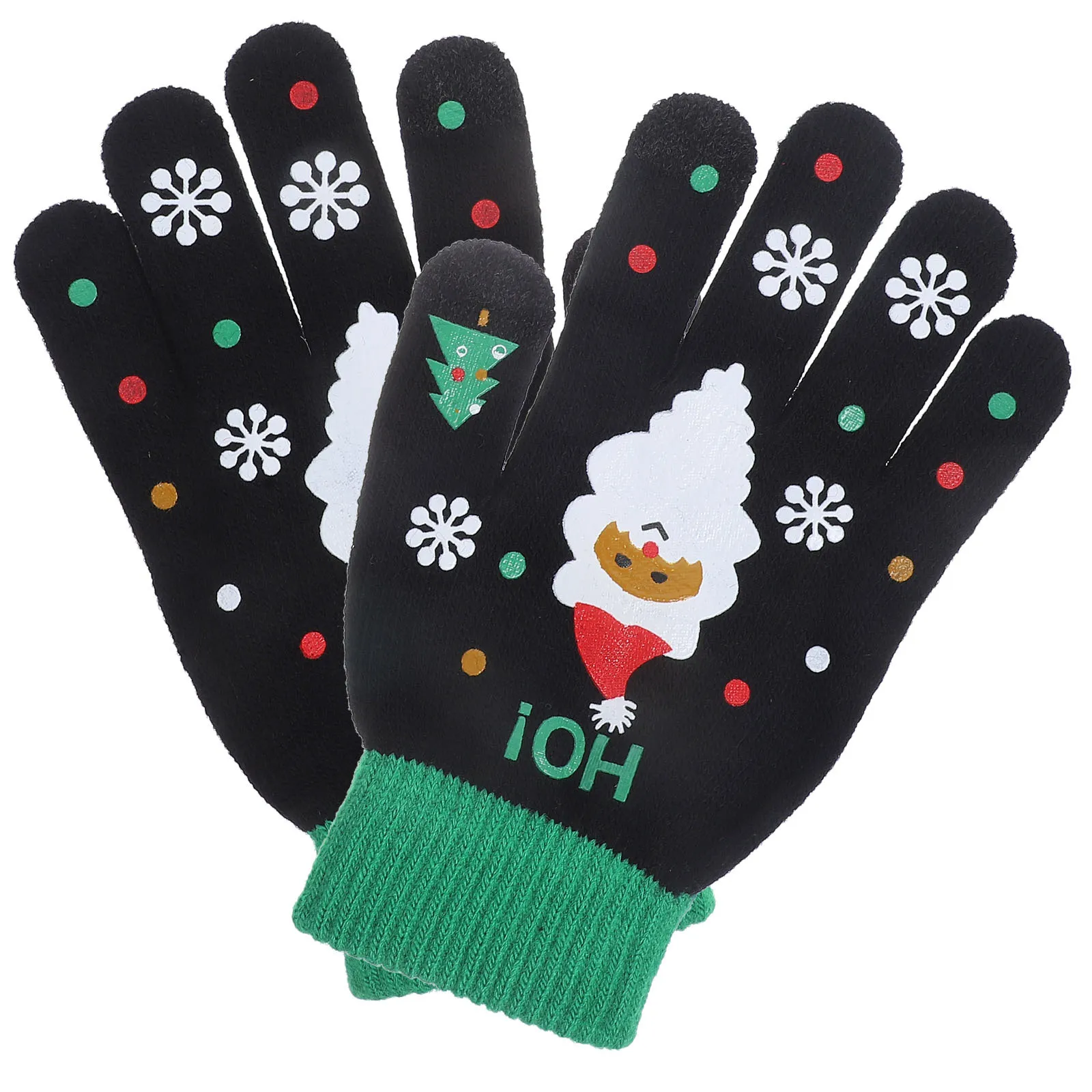 

1Pair Touch Screen Gloves Women Warm Black Knitted Thick Winter Touch Finger Conductive for Capacitive Devices Daily Use Gift