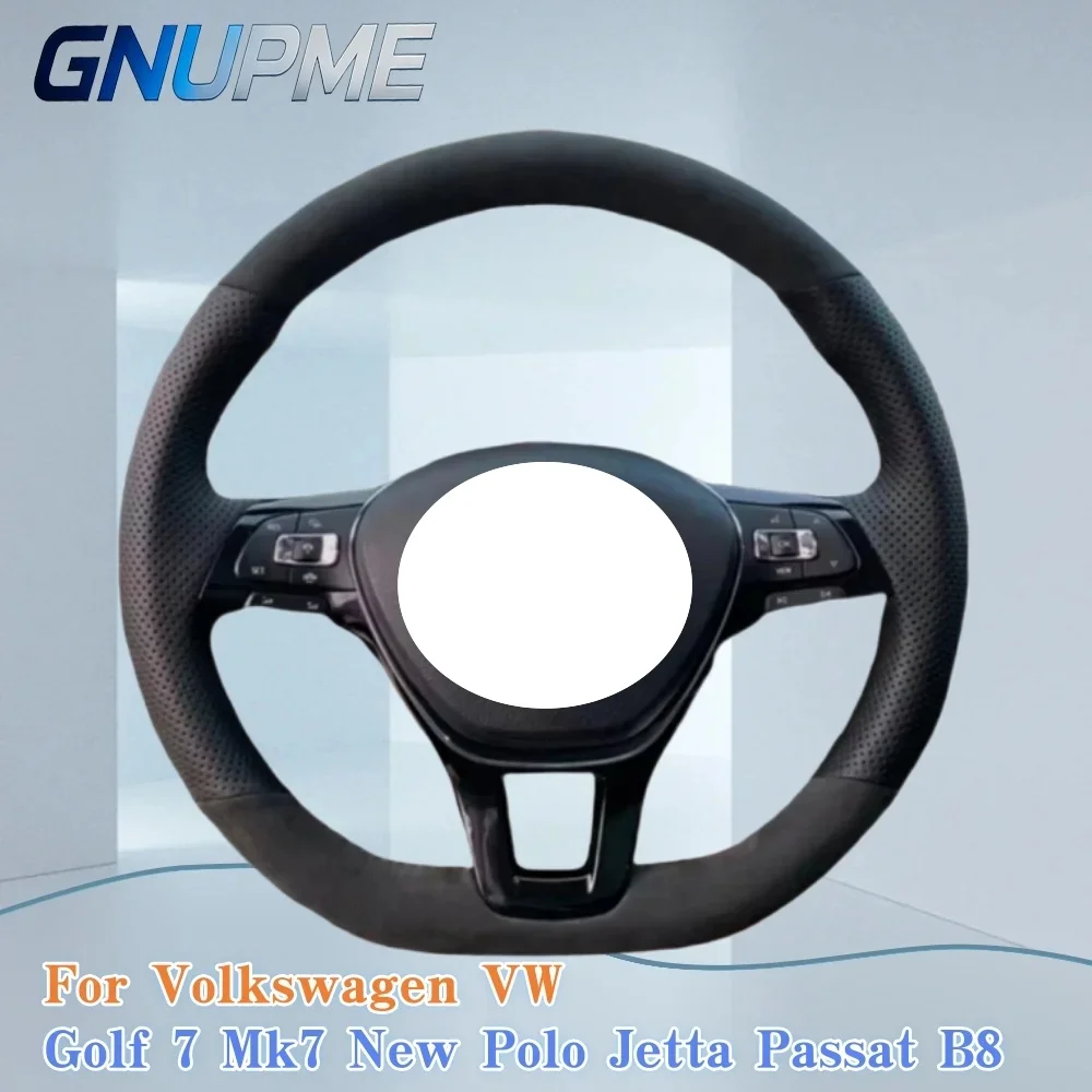 

Custom Anti-Slip Hand-stitched Black Suede Leather Steering Wheel Cover For Volkswagen VW Golf 7 Mk7 New Polo Jetta Passat B8