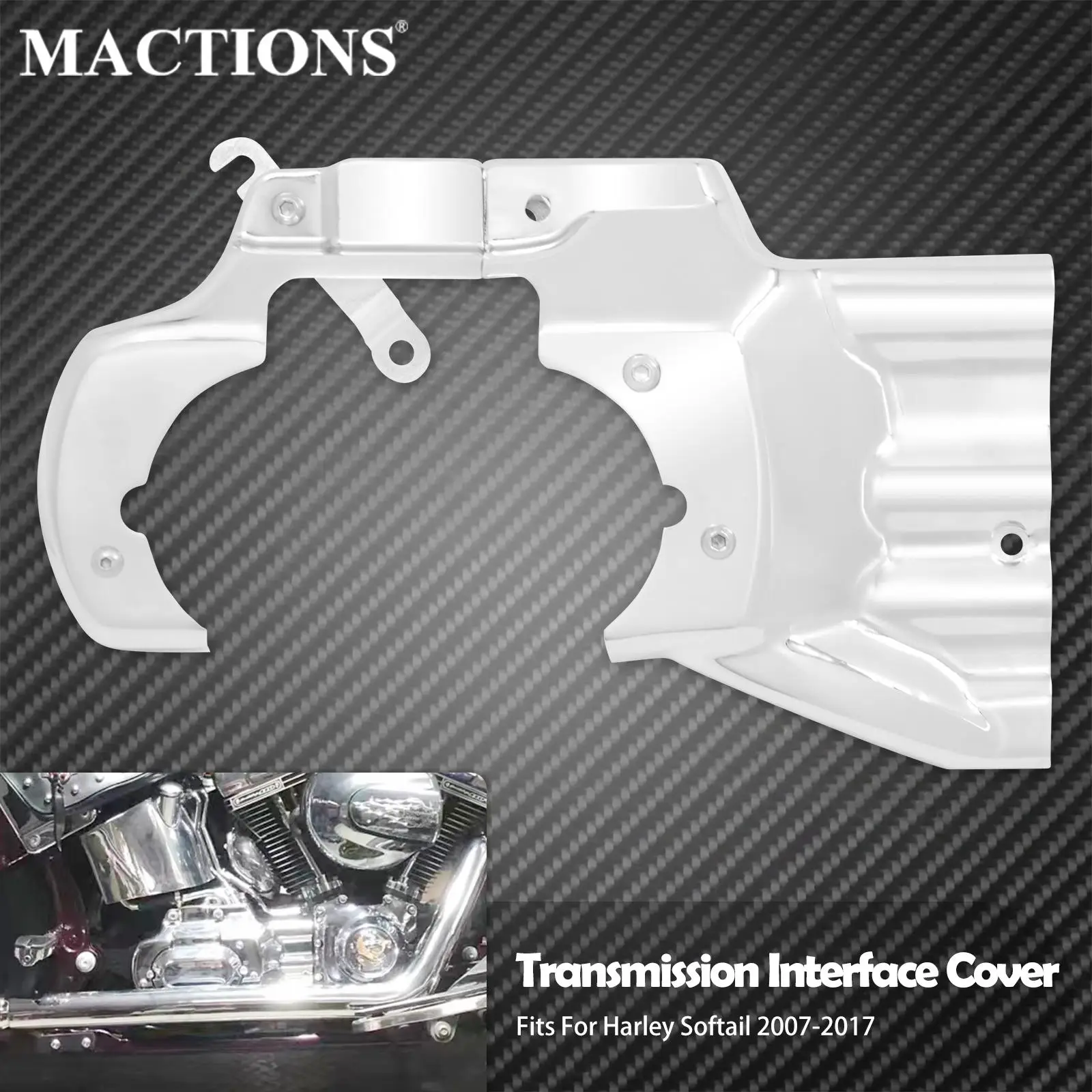 Motorcycle Engine Transmission Interface Cover Chrome For Harley Softail 2007-2017 Custom Deluxe Standard Slim Fat Boy FXST CVO