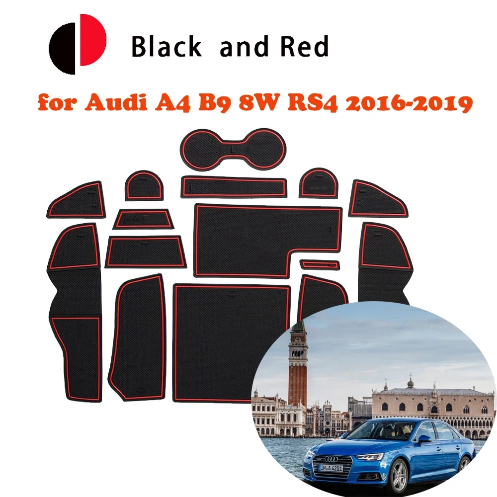 

Rubber Anti-slip Mat Door Groove Cup for Audi A4 B9 8W RS4 S line 2016-2019 Cushion Gate Slot Coaster Car Stickers Accessorie