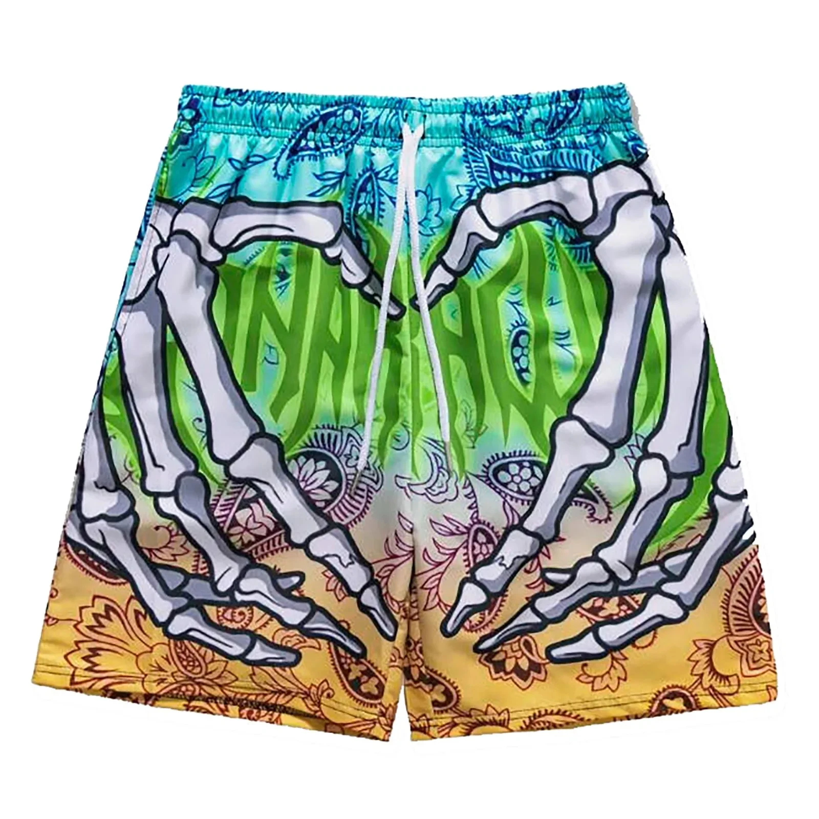 Elastic Waist Jogging Shorts Swim Trunks Board Shorts Summer Beach Shorts Hand Print 3D Y2k Shorts For Men's Clothing Shorts