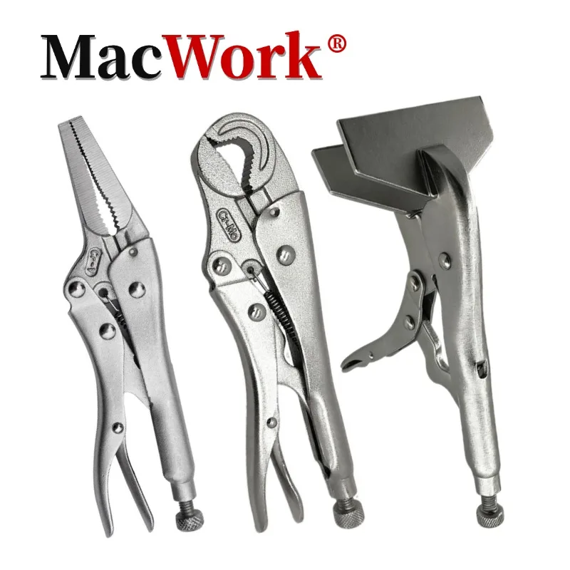 

3 PCS Locking Pliers 9.5 inch Long-nose Pliers + 7.48 inch Parrot Nose Pliers + 10 inch Folding Pliers Toughbuilt Hand Tools
