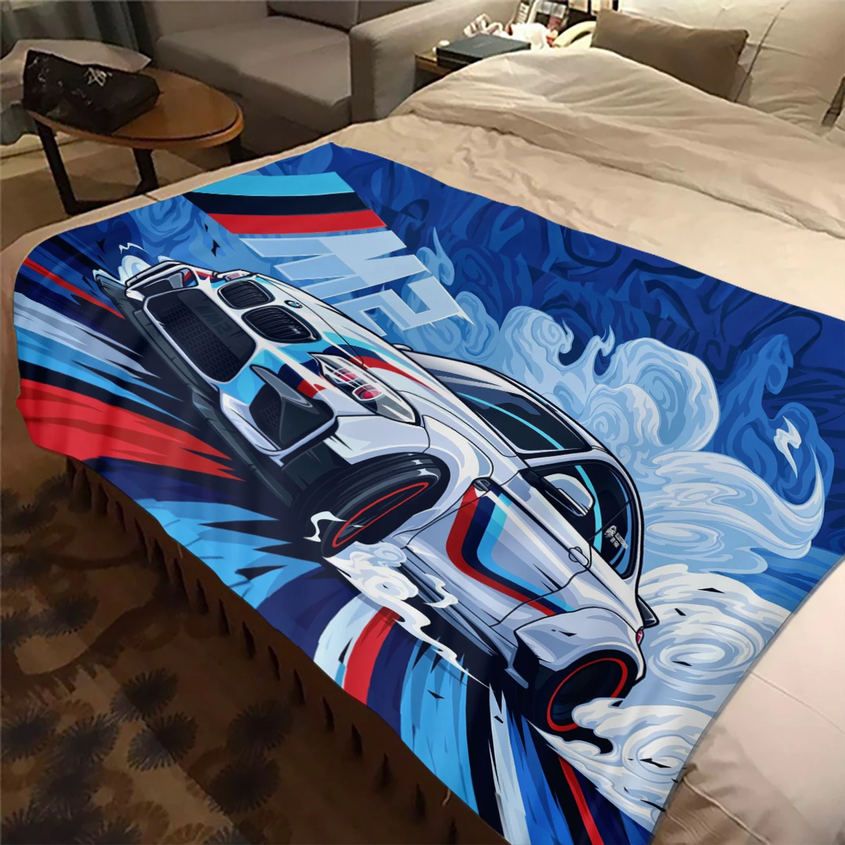 B-BMW printed blanket trendy and fashionable flannel blanket comfortable lazy sofa blanket super soft bed sheet mattress