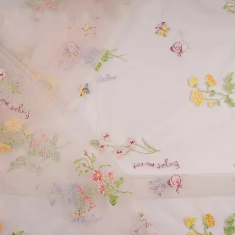 1 Yards Embroidered Fabric Mesh DIY Clothes Flower Wedding Dress Tutu Skirt Accessories