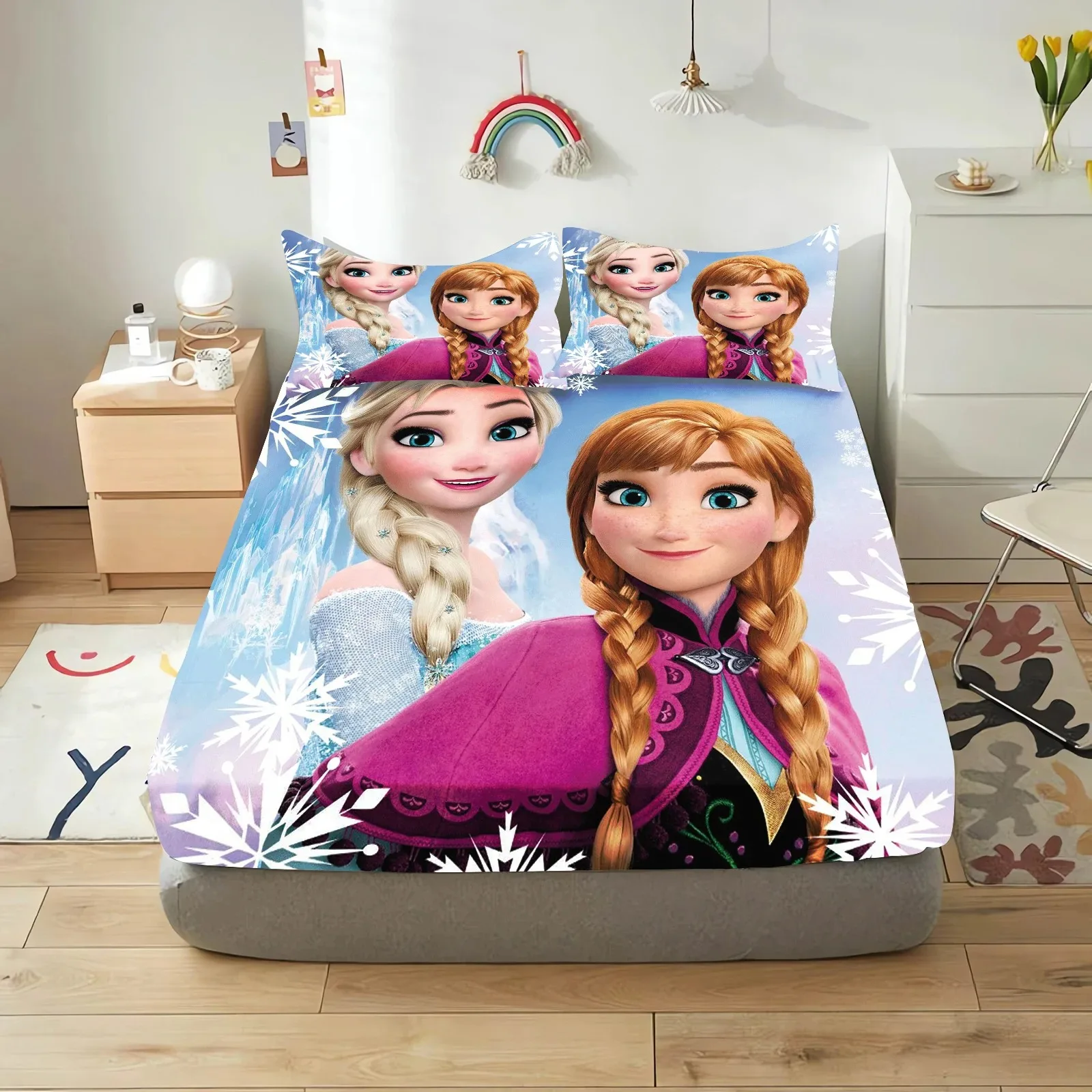 Frozen Fitted Sheet, Elsa Anna Cartoon Children's Bed Sheets 90/120/150/180/200cm Mattress Dust Cover,Girls Gift