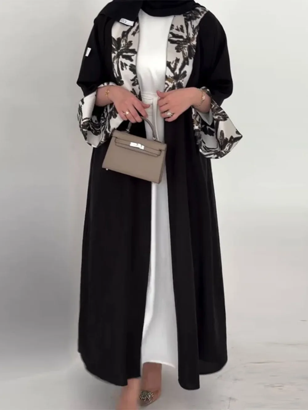 Abaya-Cardigan imprimé musulman pour femmes, manteau long, coupe-vent marocain, patchwork, pardessus du Ramadan saoudien, 2025