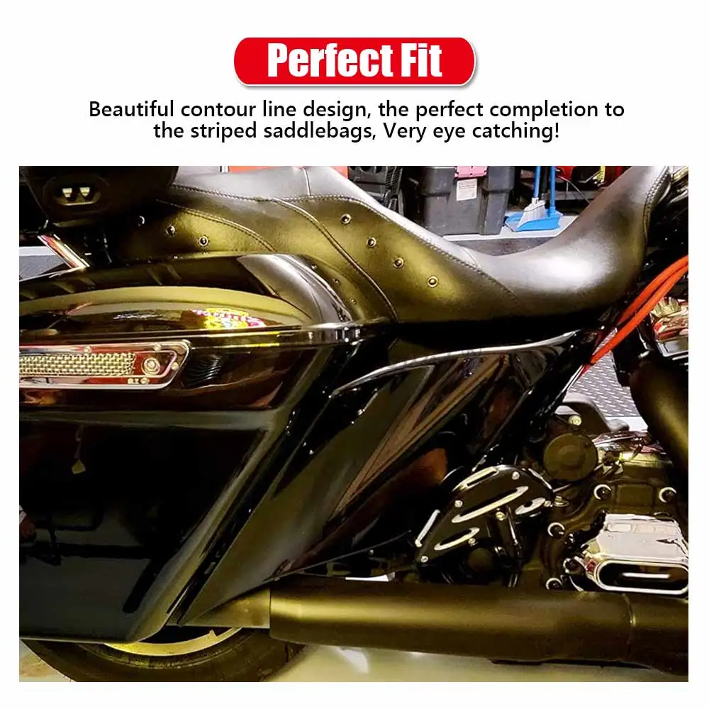 Motorcycle Stretched Extended Side Cover Panel Black For Harley Touring Electra Road Glide Road King FLHX 2014-2023 Accessory