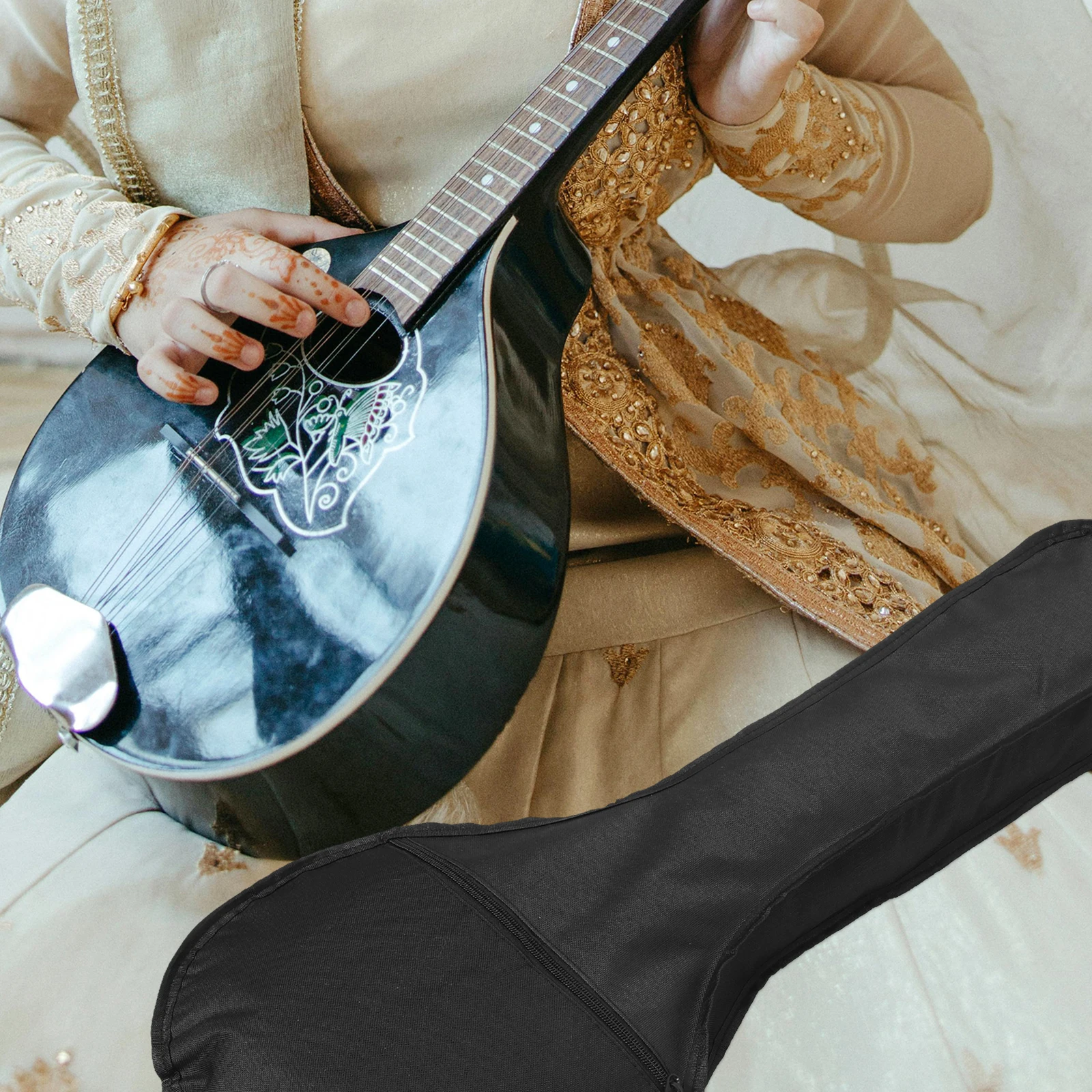 

Mandolin Bag Lightweight Portable Instrument Case with Extra Pouch for Carrying Musical Tools Mandolin Storage Backpack