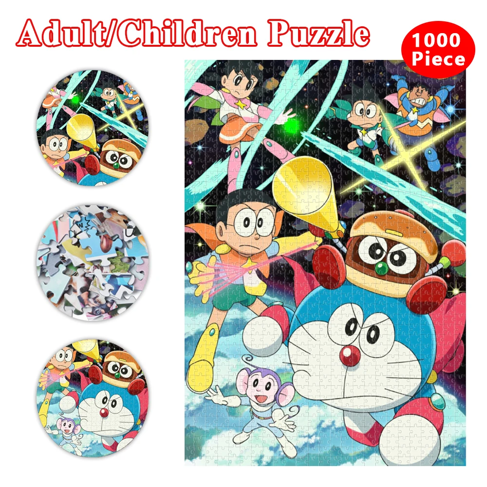 Doraemon Jigsaw Puzzle 300/500/1000 Pieces Cartoon Characters Wooden Puzzles Parent-Child Interactive Game Educational Toys