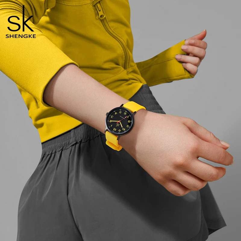 SHENGKE Women Fashion Silicone Strap Watches New Clock For Woman SK Quartz Wristwatches Original Ladies Watch Relogio Feminino