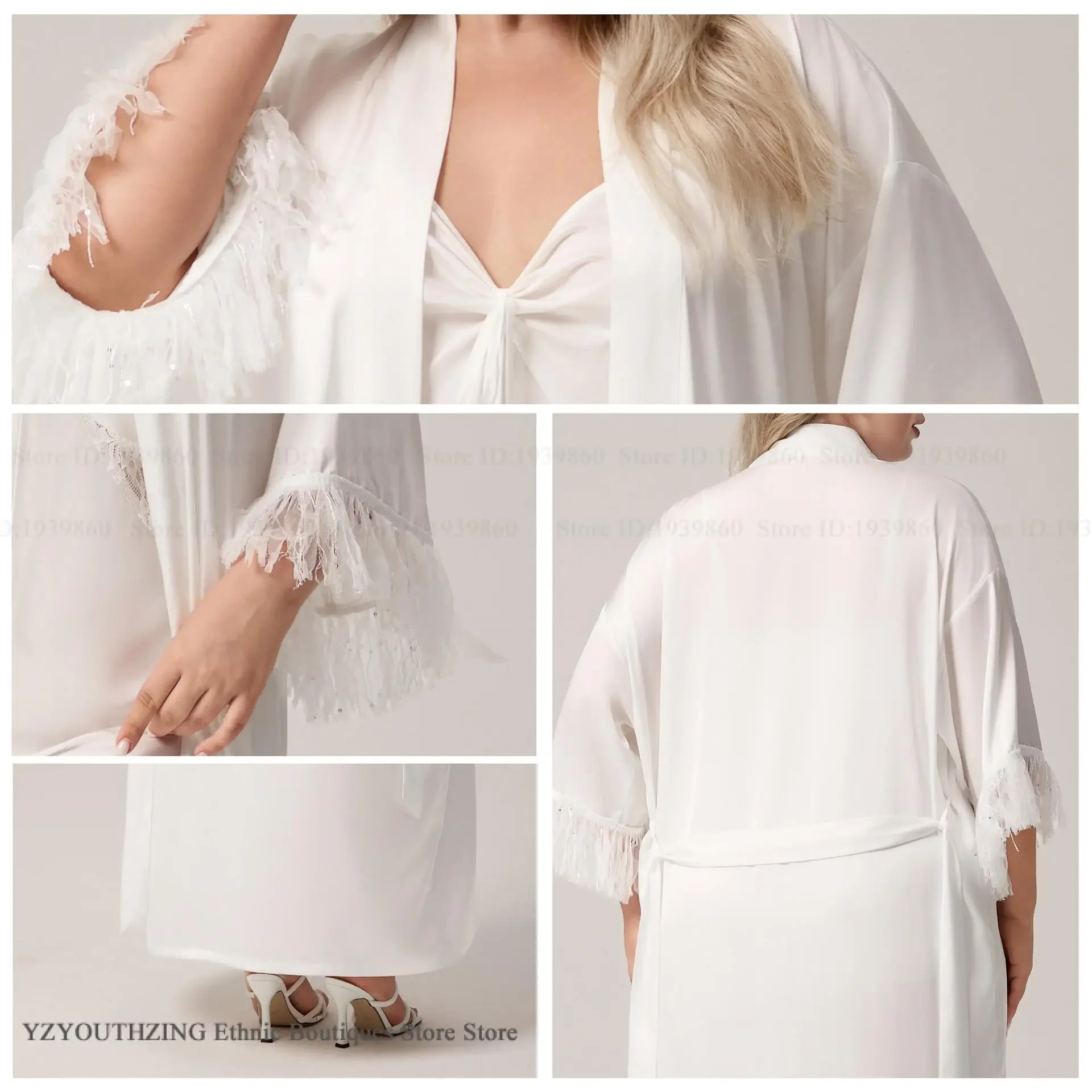 

Oversize White Ice Silk Bride Wedding Robe Nightgown Set Elegant Long Bathrobe Kimono Gown Sleepwear Loose Loungewear Homewear
