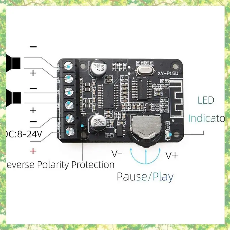 Smart-3X 20W Stereo Bluetooth Power Amplifier Board 12V / 24V High Power Digital Power Amplifier Board XY-P15W Without Shell