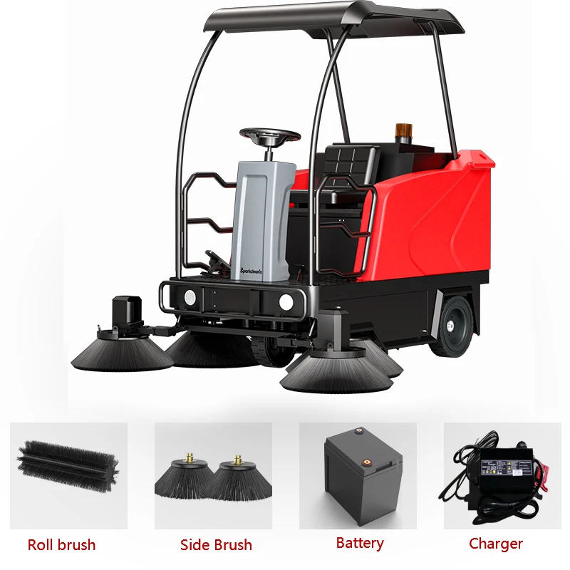 Hot Sale Outdoor Floor Sweepers Electric Rolling Garbage Sweeper with Canopy