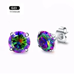 G23 Titanium Hypoallergenic Cubic Zirconia  Tiny Stud Earrings  Nickel Free for Sensitive Ears Women Teen Girls