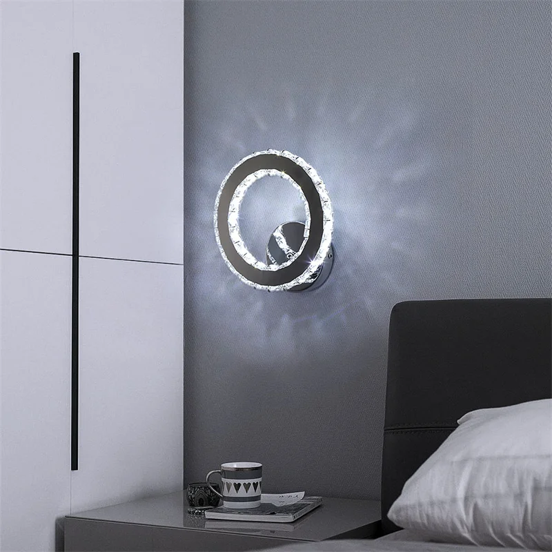 Modern Wall Sconce Lustres Corridor Cloakroom K9 Crystal Wall Lamp 3 Lighting Changeable Backwall Light Sleeping Luminaire Decor