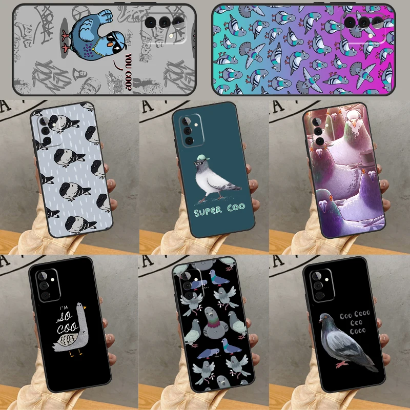Funda aterciopelada de palomas y pájaros para Samsung Galaxy A26 A54 A14 A36 A16 A33 A56 A15 A55 A53 A35 A22 A32 A52 A34 A05 A06