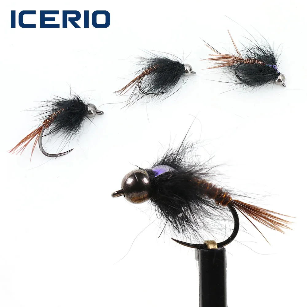 ICERIO #8 #10 #12 Fast Sinking Bead Head Flashback Pheasant Tail Nymph Barbless Hook Trout Freshwater Fly Fishing Lure