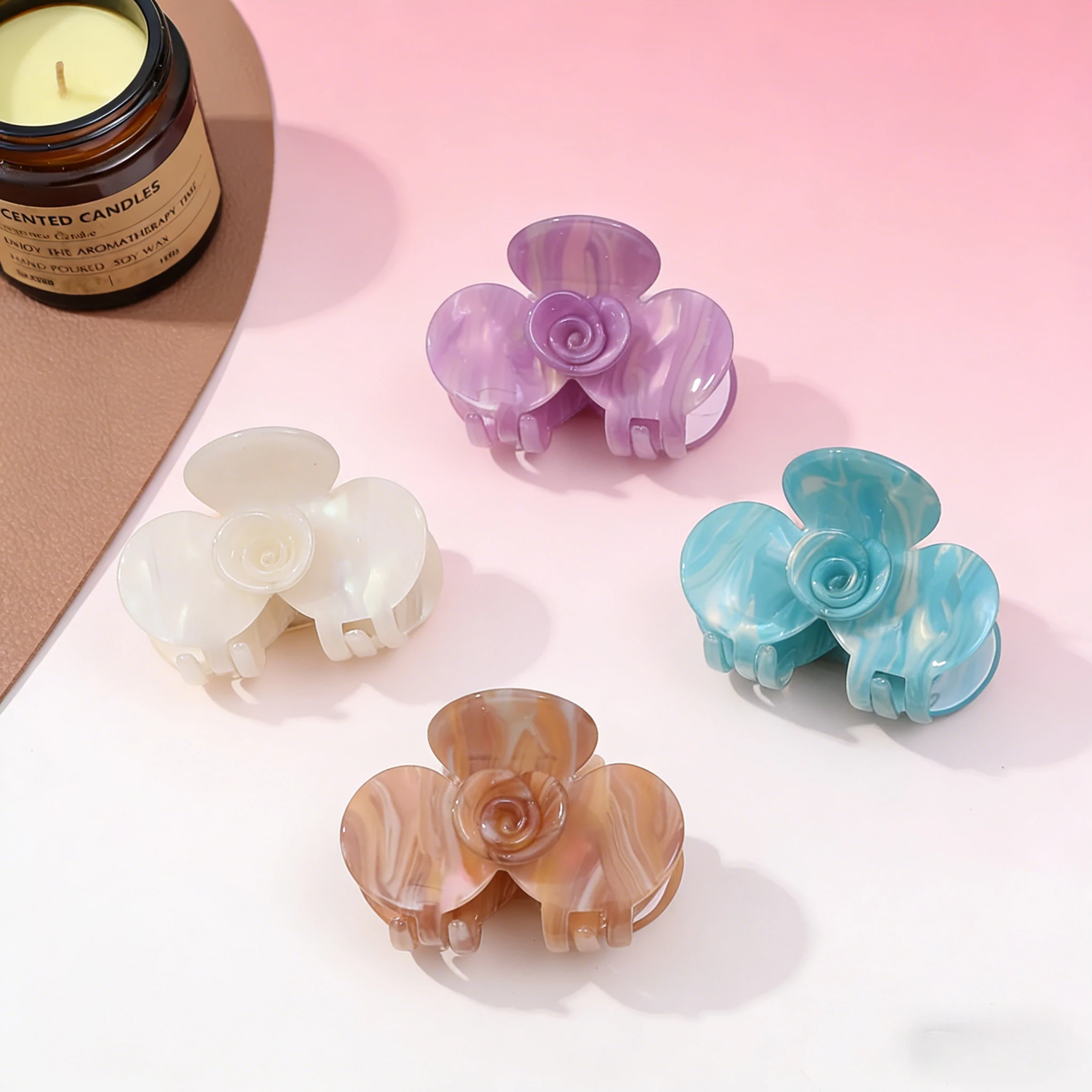 2026 New Korean Style Floral Acetate Mini Claw Clip for Women, Sweet Cute Resin Hair Clip, Shark Clip for Thin Hair and Bangs