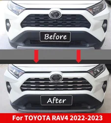 Car Front Grille Cover Trim Molding Chrome Stainless Steel Protector Sticker For TOYOTA RAV4 2020-2023