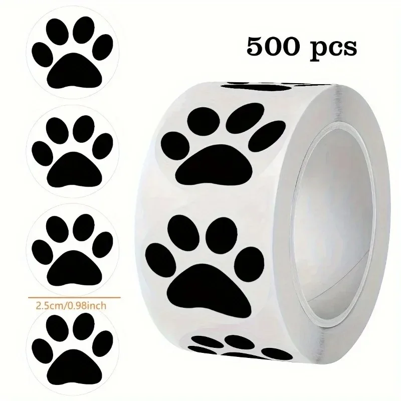 500pcs Clear Paw Prints - Strong Self-Adhesive Pet Stickers, for Dog & Cat Decor, Birthday Parties, Gift Tags, Business Labels