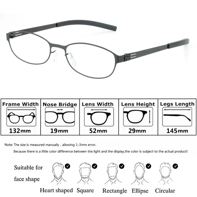 Germany Screwless Small Oval Round Glasses Frame Men Women Ultralight Thin Steel Eyeglasses Fashion Designer Spectacles Eyewear