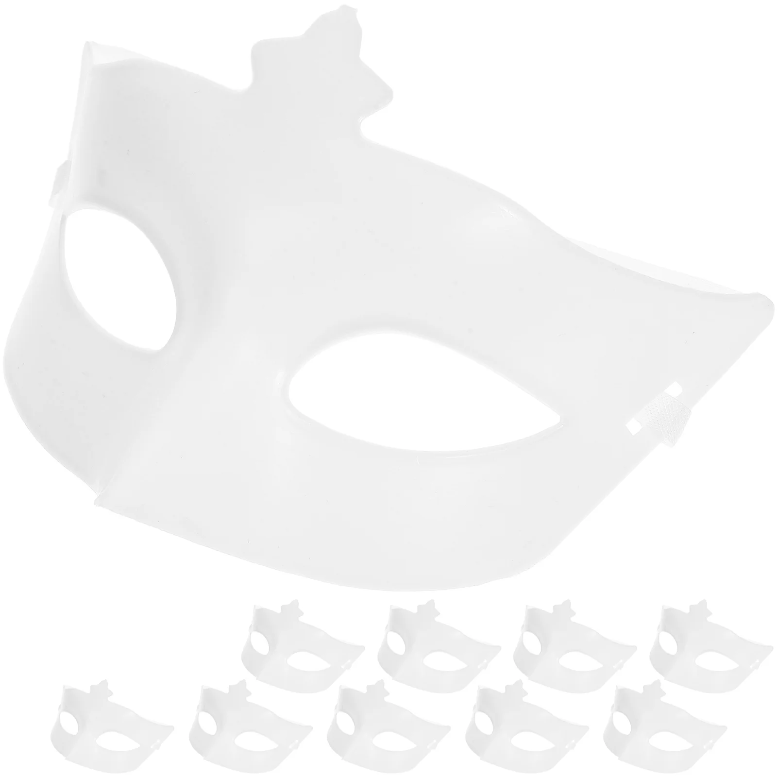 

10 Pcs Half Face Mask Blank White DIY Halloween Masquerade Party Cosplay Prop Lightweight Breathable Plastic Simple Paint