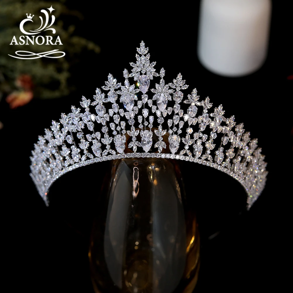 

ASNORA Tiaras Wedding Hair Accessories AAA Cubic Zirconia Bridal Crown Bridesmaid Gift Party Jewelry Headband Crystal Headdress