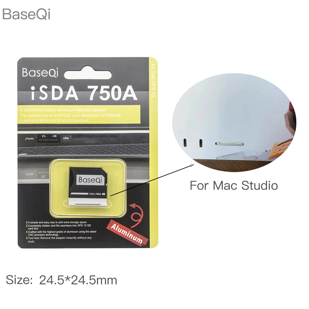 

BaseQi, оригинальный адаптер для Apple Mac Studio M2/M2 MAX, алюминиевая карта памяти Micro SD, 750 А, увеличение памяти, полностью скрытое хранилище