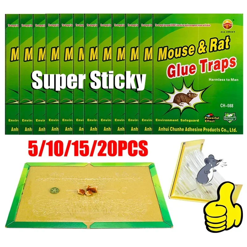 Planche à colle collante pour souris, piège à rats, Super collant, attrape-insectes, lutte antiparasitaire, planche Non toxique, 1 à 20 pièces
