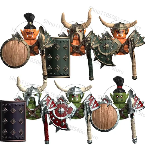 DT8905 bloques de modelismo de orcos medievales, Mini figuras de acción de montaje compatibles, rompecabezas, bloques de construcción de dibujos animados, juguete, regalos de cumpleaños