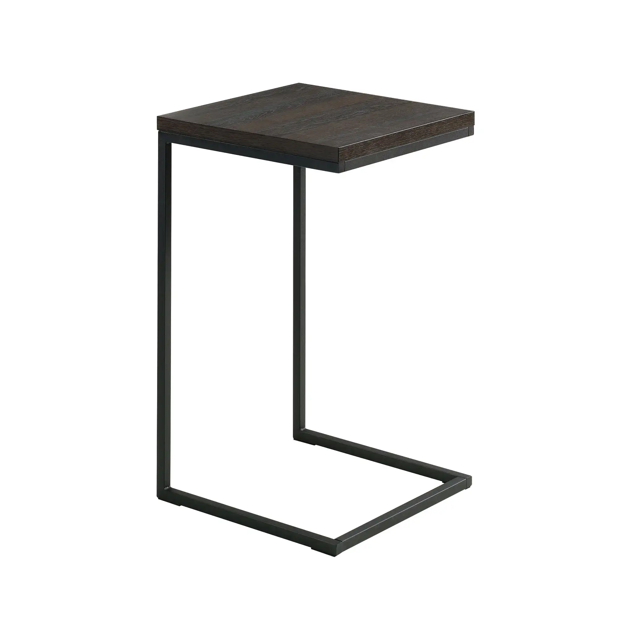Metalowy stolik w kształcie litery C, wykończenie Canyon Walnut, nowoczesny stolik boczny do salonu, sypialni, solidna rama z eleganckim designem