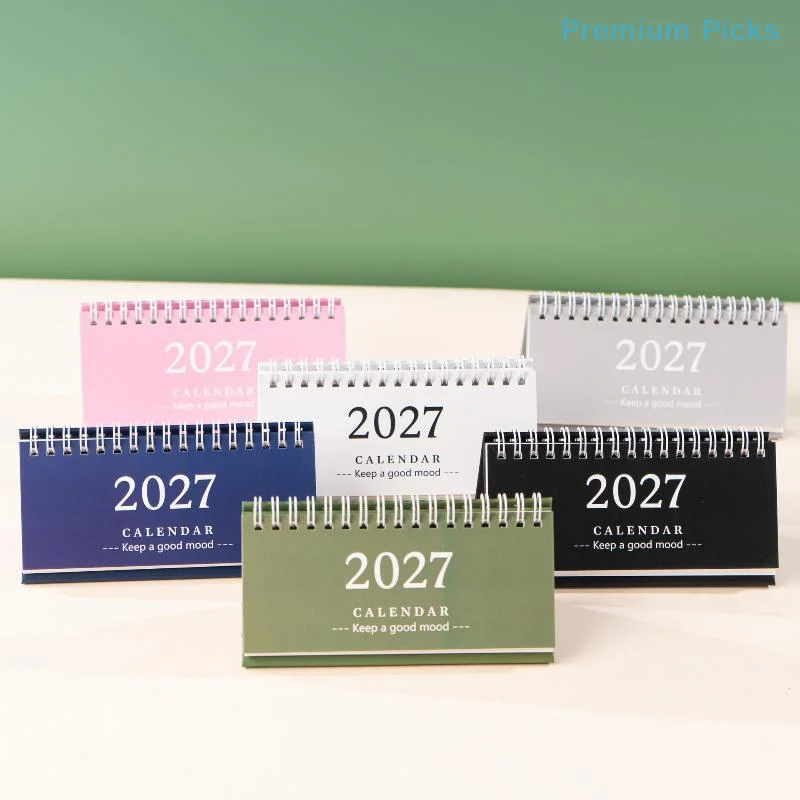 portable1Pcs 2027 Mini Desktop Calendar Coil Standing Flip Design Portable Planner for Home Office School Time Arrangement