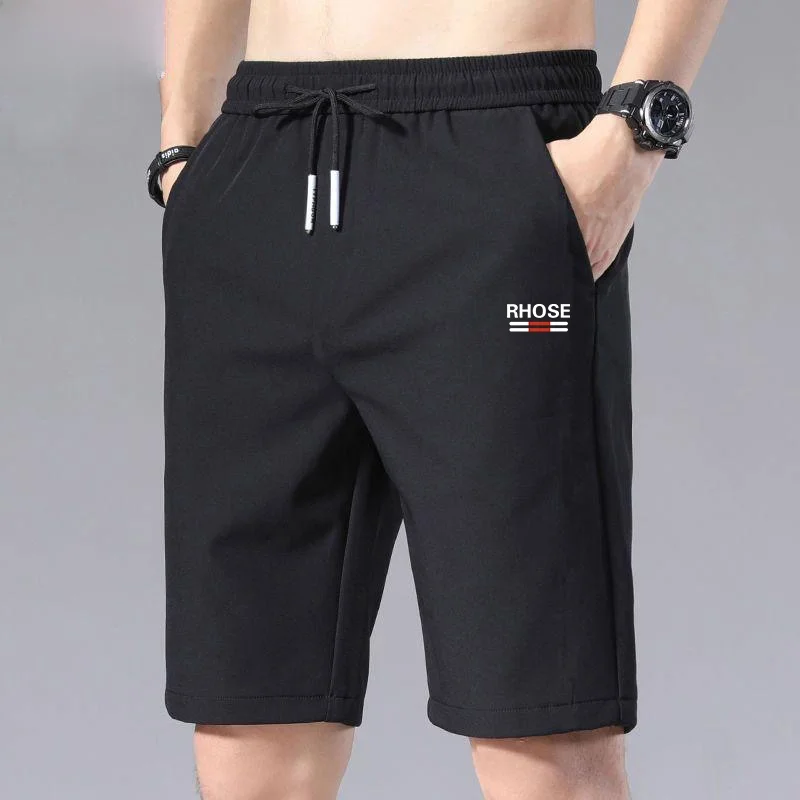 

Мужские летние новые брюки из ледяного шелка Qui Dry для улицы, повседневные спортивные дышащие брюки из пяти частей, брюки из полиэфирного волокна для бега