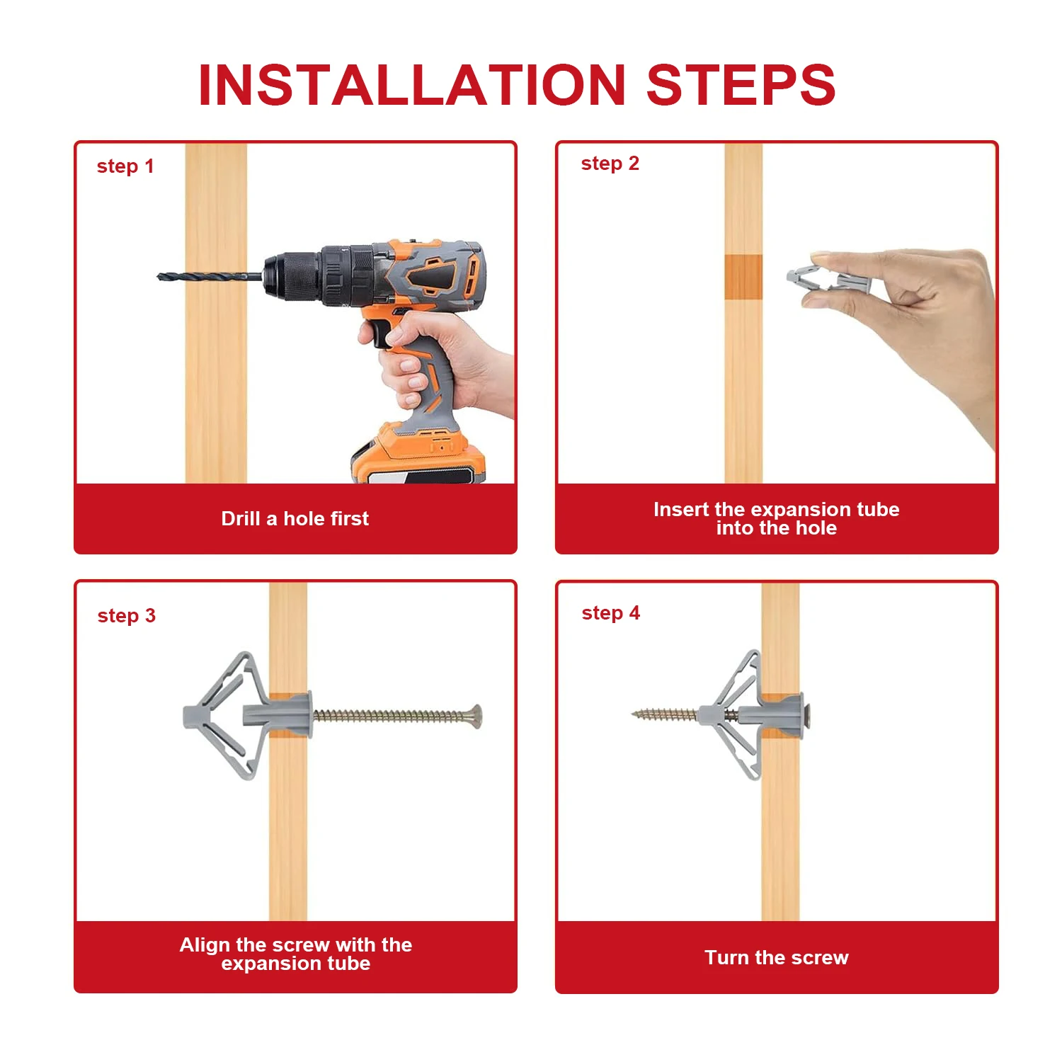 

VKKM 100pcs 150pcs Plastic Expansion Drywall Anchor Pipe Tube Kit Screw Self Drilling Wall Pierced Gypsum