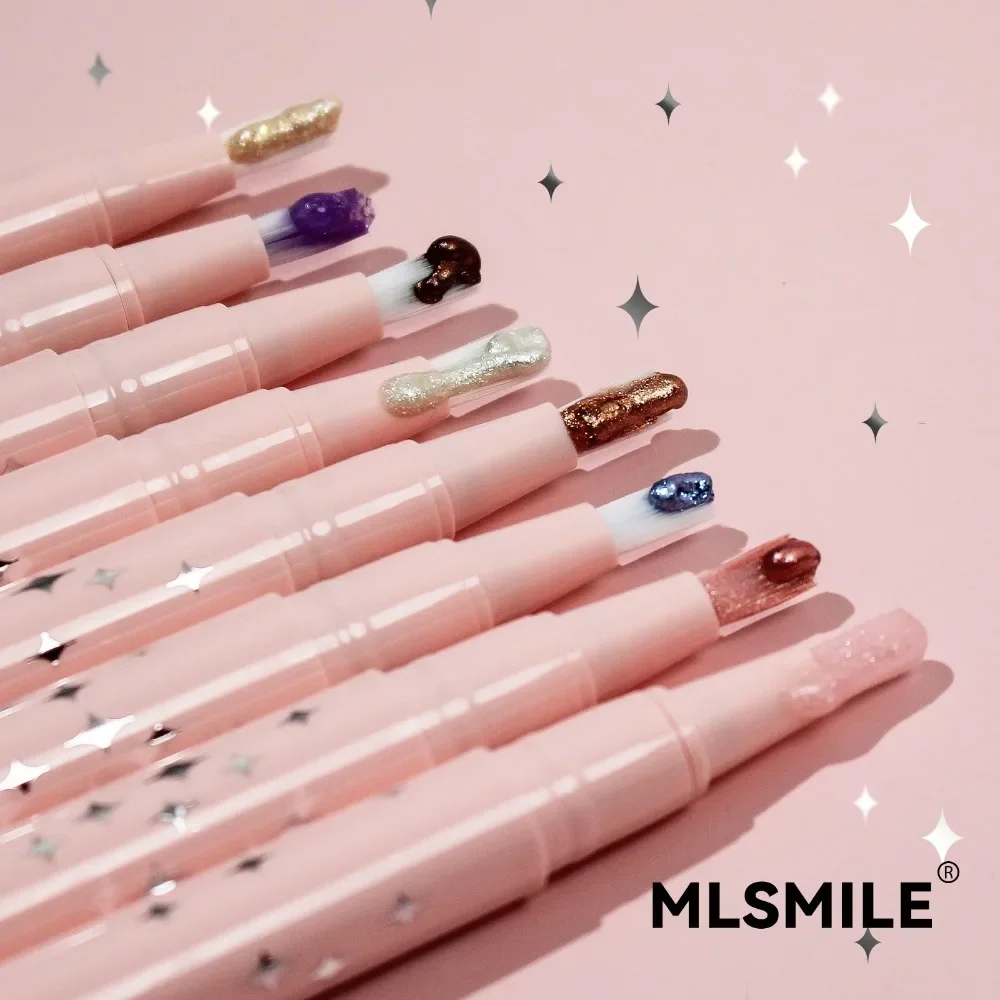 ブラシ付きリキッドアイシャドウ スパークル横たわっているカイコペン 真珠光沢のある光沢のあるハイライター 回転グリッター リップグロス アイシャドウ スティック