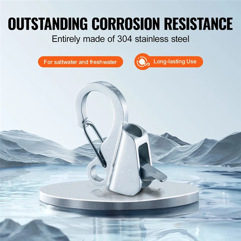 ตัวล็อคกันชนเรือยอชท์สแตนเลสแบบสปริงปลดเร็ว ปรับความยาวสายได้ พร้อมตะขอเกี่ยวสมอแบบเลื่อน