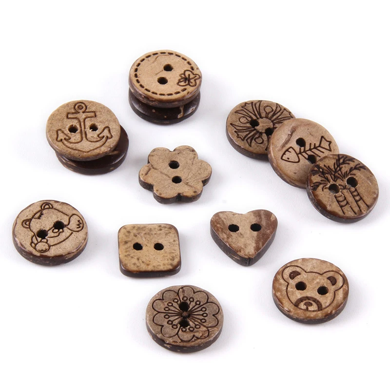 100/50Pcs DIY Wooden Coconut Buttons For Kids Clothing Accessories Sewing Natural Wooden Button Handicraft Supplies Handmade